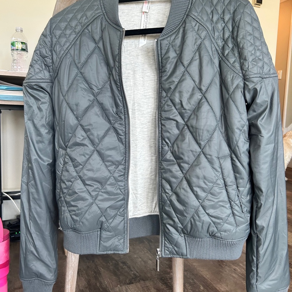 FP Movement by Free People Quilted Charcoal Bomber Jacket